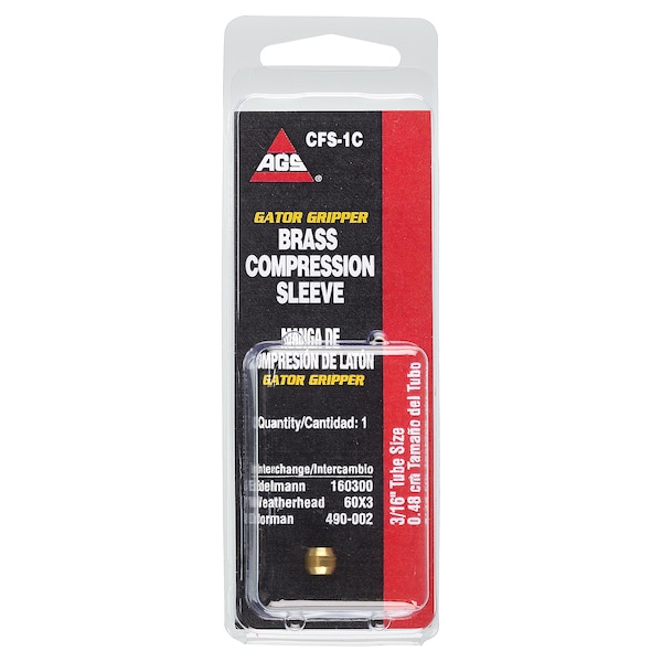 Ags Brass Compression Sleeve, 3/16 Tube, 1/card CFS-1C - main